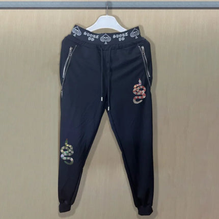 2025 new Sweatpants Track Pants Men Slim Fit Workout Trousers Male Multi-pocket Casual Rhinestones Pants  Design Sportswear