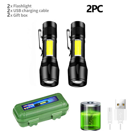 Rechargeable LED Flashlight Zoomable Torch with LCD Display 3 Modes Waterproof High Power Hand Light Outdoor Wilderness Camping