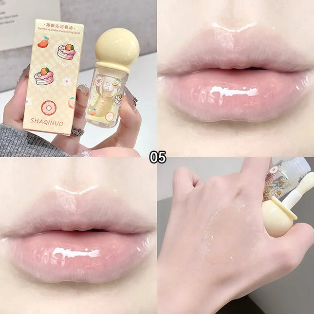 Shaoinuo Fruit-Flavored Lip Oil - Christmas Gift, Moisturizing and Nourishing, Long-Lasting, Non-Sticky and Glossy, Plumps Lips, Lip Balm Specifically for Students, Everyday Nude Makeup, Holiday Gift
