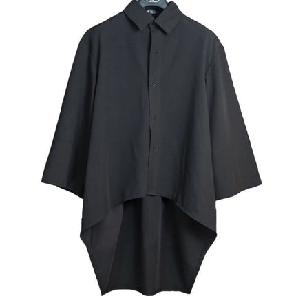 XS-5XL Shirt Asymmetric Mid-Length Casual Shirt Genderless Streetwear Ballroom Fashion Versatile Long-Sleeve Top Unisex 2025 New