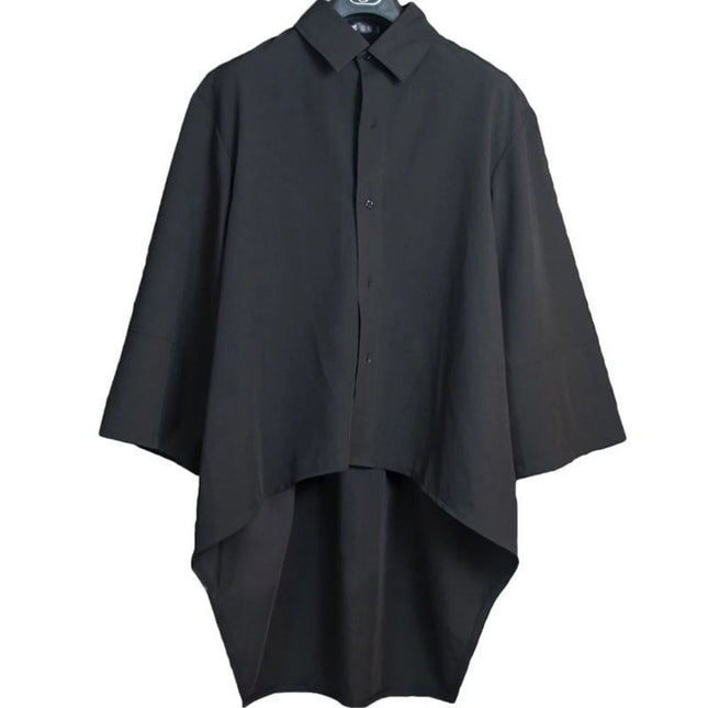 XS-5XL Shirt Asymmetric Mid-Length Casual Shirt Genderless Streetwear Ballroom Fashion Versatile Long-Sleeve Top Unisex 2025 New