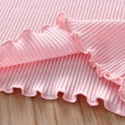 Girls' Embroidered Short Sleeve T-Shirt Ice Silk Summer Top with Ruffle Trim Stretchy Soft for Toddler Baby 1-6 Years