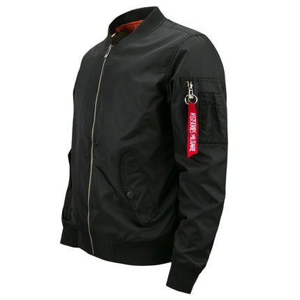 Men's casual pilot jacket, outdoor autumn/ waterproof and windproof MA-1 flight jacket, with pockets, stand col