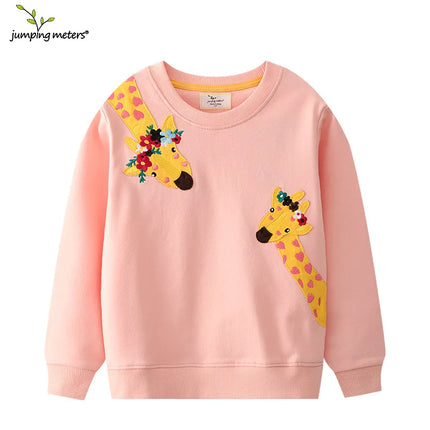 Jumping Meters 2-7T Children's Sweatshirts With Zeebra Embroidery Autumn Spring Boys Girls Clothing Long Sleeve Hooded Shirts