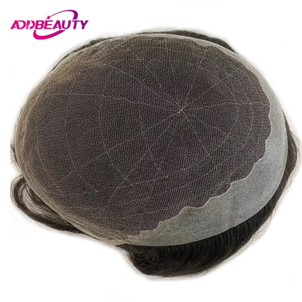 Q6 HD Lace PU Base Men Toupee Indian Human Hair Wig for Man Skinlike Lace PU Natural Remy Hair System Unit Brown Human Hairpiece