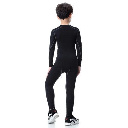 Children Kids Thermal Sport Sweatshirt Compression Base Layer Pants Tight Leggings Teens Boys Soccer Exercise Training Trousers