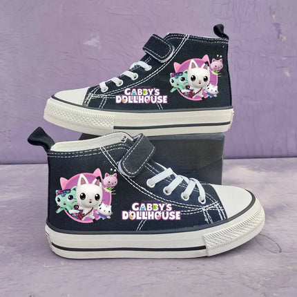 New Gabby's Dollhouse Children's Shoes Student High Top Canvas shoes Girls Anti-slip Outdoor Shoes Kids Sport Shoes