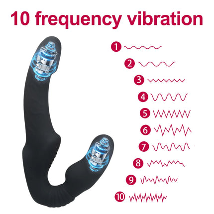 Strapless Strap on Dildo Vibrators for Women Double Head Vibrating Penis Dildo for Lesbian Erotic Adult Sex Toys for Couples 18+