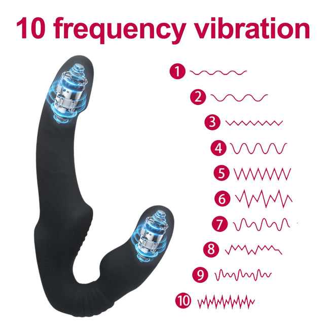 Strapless Strap-on Dildo Vibrators for Women Double Head Vibrating Penis Dildo for Lesbian Erotic Adult Sex Toys for Couples 18+