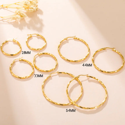 Cazador Geometric Hoop Earrings Women 28-54MM Real Gold Plated Stainless Steel Earrings Trend 2026 Jewelry Party Birthday Gift