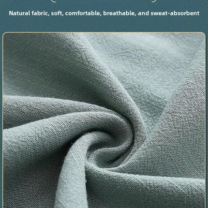 Men's Spring Summer Chinese Style Cotton Linen Long Sleeve Two-Piece Set Traditional Clothing Loose Fit Square Collar Shirt