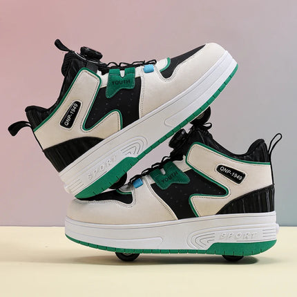2Wheels Roller Skate Children Shoes Sneakers For Kids Boys Girls Sports Running Outdoor Adult Casual Women Tennis Size 31-42