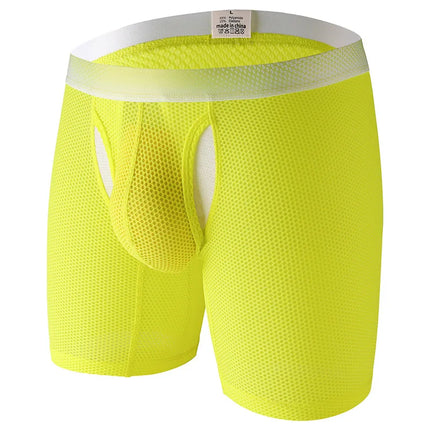 Men's Boxers Underwear Honeycomb Ice Silk Soft Panties Sports Breathable Extended Underpants Boxer Open U Convex Pouch Lingerie