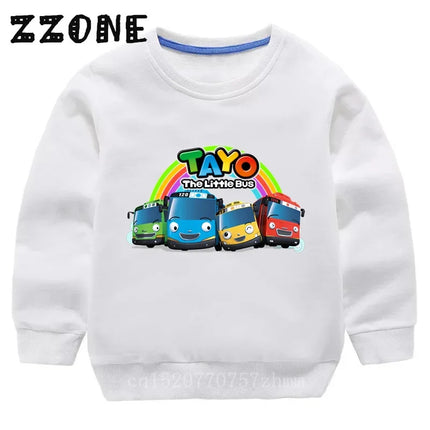 Hot Sale Kids Sweatshirts Tayo the Little Bus Print Cartoon Children Hoodies Funny Baby Pullover Outwear Tops Girls Boys Clothes