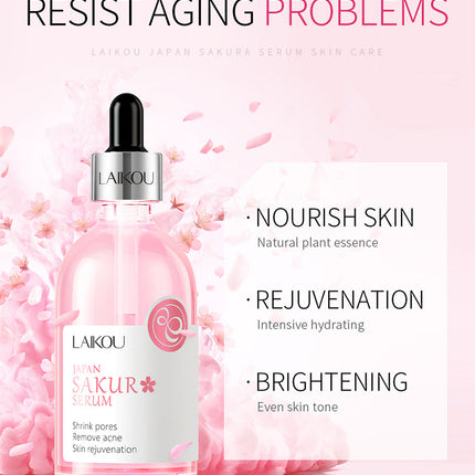 LAIKOU Sakura Face Serum Rose Essence Moisturizing Firming Brightening Smooth Skin Facial Skin Care Products 100ml