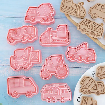 8 Pcs/set Cookie Cutters Plastic 3D Dinosaur Shape Cartoon Pressable Biscuit Mold Cookie Stamp Kitchen Baking Pastry Bakeware