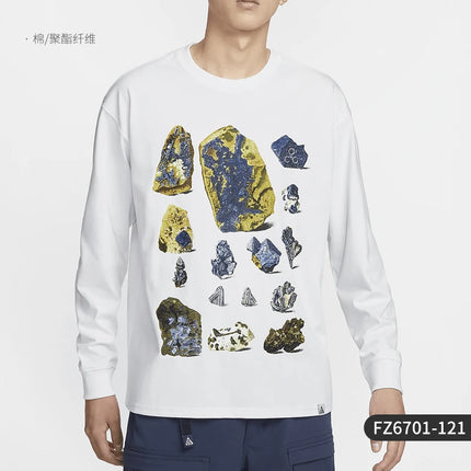 Nike Official Genuine 2024 New Men's Fashion Print Breathable Long Sleeve T-Shirt FZ6701-121