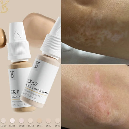 YDPMU 10ML Skin Camouflage Pigment Semi Permanent Makeup Tattoo Ink for Scar Vitiligo Stretch Mark Conceal Restore Skin Tones