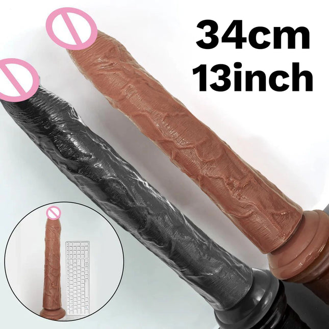13.4 Inch Long Dildo 34 cm Realistic Dildos with Small Glans Black Jelly Penis with Suction Cup Anal Sex Toys for Women Men 18+