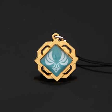 Game Genshin Impact Vision Keychain Luminous 7 Element Double Side Glass Pendant Eye Of Original Keyring Phone Charms Souvenir