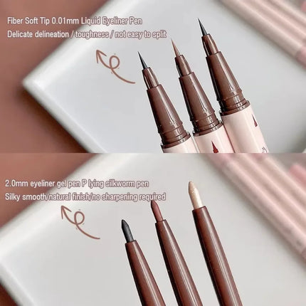 Double Head Eyeliner Pen Very Fine Tip Lying Silkworm Eye Brightening Waterproof And Durable Not Easy To Halo Dye Natural Makeup