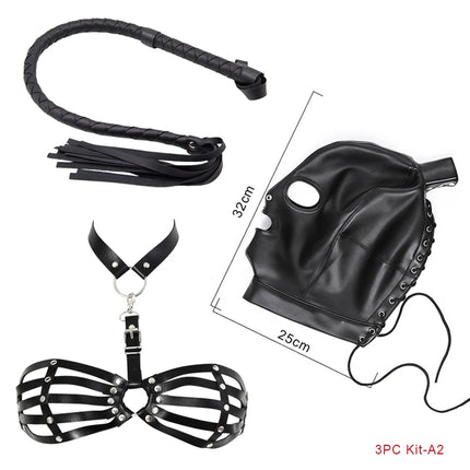 Adult Supplies Alternative Hood Wig Anonymous Mask RolePlay Stage Props Bondage Lingerie Spanking Snake Whip Sexy Toys For Women