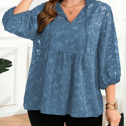 Large-sized women's casual and elegant vacation printed lantern sleeve loose top