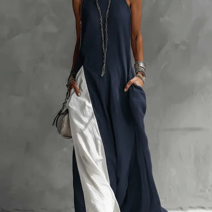 2026 New Women’s Clothing: Sleeveless, Loose-Fitting, Color-Blocked, Casual, Off-The-Shoulder Dress.