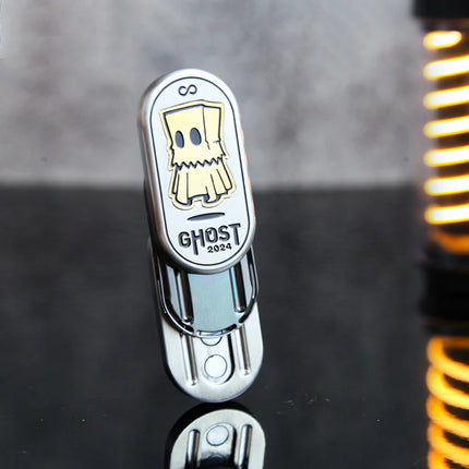 Ghost Tuning Fork EDC Card Pusher Zirconium Alloy Fidget Slider Office Stress Relief Toys Fidget Toys  For Adult Gift