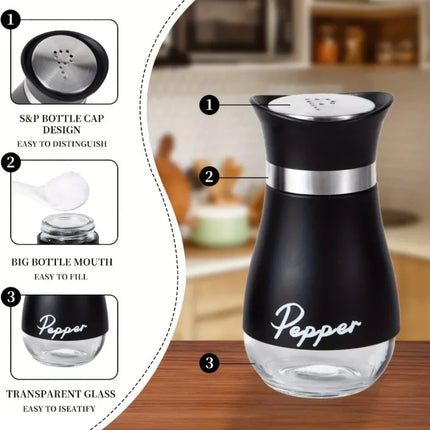 2pcs Seasoning Shaker Glass Bottles Spices Storage Barbecue Condiment Jar Salt Pepper Boxes For Kitchen Gadget Tools Organizer