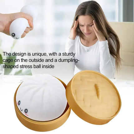 NEW Realistic Giant Dumpling Squishes Squeeze Toy with Steamer Soft TPR Dough Ball Decompression Fidget Toy Funny Creative Gift