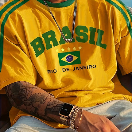 Summer Men's T-shirt with Brazilian print crewneck Casual and comfortable T-shirt as a gift Outdoor short-sleeved summer T-shirt