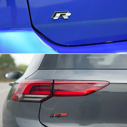 3D Metal R Logo Sticker Car Rear Trunk Body Emblem Sticker For VW Golf 5 6 7 MK7 MK6 Polo Jetta Scirocco Beetle Passat Tiguan
