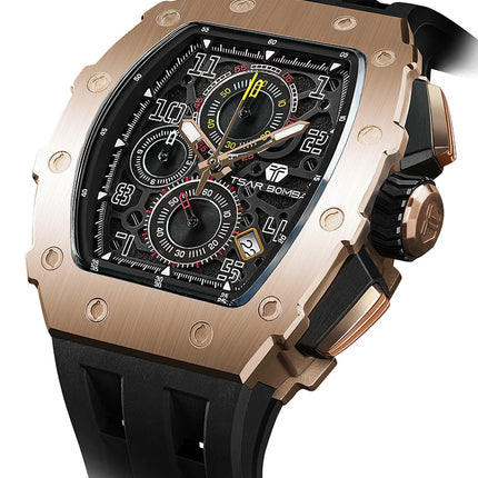 TSAR BOMBA New TB8204 Watch for Men Japan Quartz Chronograph 50M Waterproof Wristwatch Fashion Sport Clock Male Luxury Mens Gift