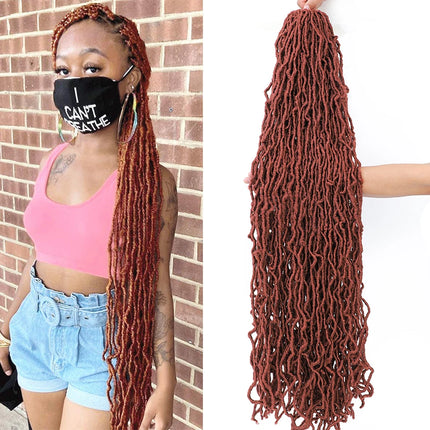 Long Goddess Faux Locks Crochet Braids Brown Blue 1B 30 350 Soft Locs Braiding Hair Synthetic Faux Locs Crochet Hair Extensions
