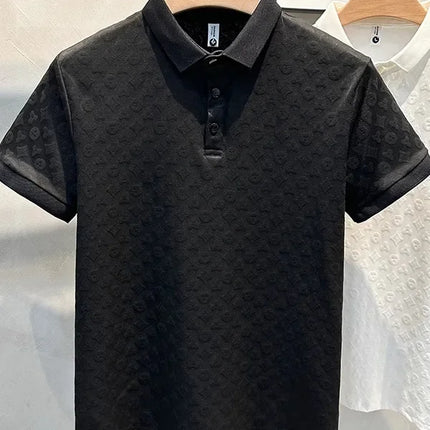 Summer New Men's Lapel Hollow Short-Sleeved Polo T-Shirt Ice Silk Breathable Business Fashion T-Shirt Male Brand Clothes