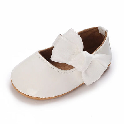 Breathable Newborn Baby Shoes Baby Boy Girl Shoes Girl Classic Bowknot Rubber Sole Anti-slip PU  Toddler Shoes First Walker