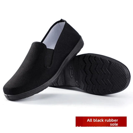 Hot Sale Of The Season Pure Color Black Low-Top round Toe Beijing Style Cotton Canvas Slip-On Shoes Breathable Flat Heel Inje...