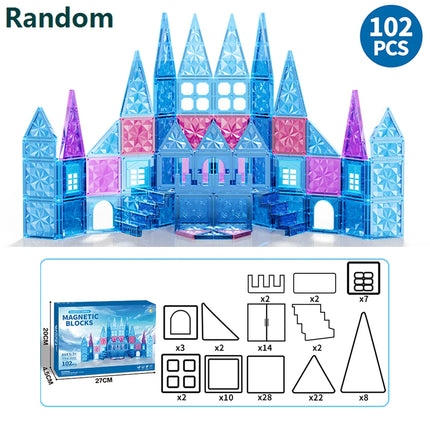 Magnetic Tiles Ice Castle DIY Magnetic Building Blocks for Kids Boys Girls Montessori STEM Educational Sensory Toys Gifts