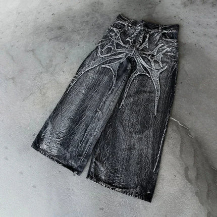 Vintage Y2K Baggy Jeans Splicing embroidery Pattern high quality jeans Hip Hop Gothic Streetwear men women Casual wide leg jeans