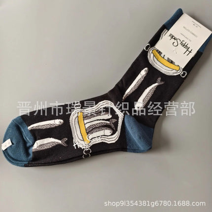 High Quality Fashionable Men's Mid-Calf Cotton Socks HappySocks New Arrival Suitable for All Seasons Swedish Design