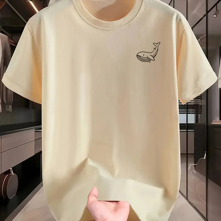 Whale Pattern Printed Round Neck Short Sleeve T-shirt Top Women's Summer Fashionable Casual Sports Shirt Women Clothes
