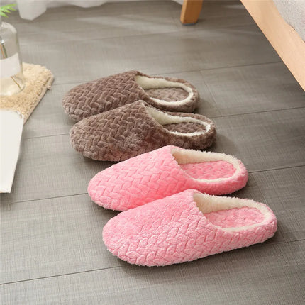 Women Winter Home Fur Slippers Cartoon Cat Non-Slip Soft Warm House Indoor Bedroom Men Couples Boys Girl Memory Foam Floor Shoes