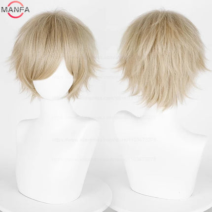 Anime 30cm Short Straight Cosplay Wig Black White Green Brown Purple Blue Gray Red Gold Man Women Heat Resistant Synthetic Hair