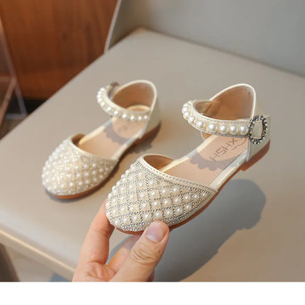 Girls LeatherShoesChildren's Crystal Shoes 2025Spring Summer New Little Girls Princess Shoes Fashion Shiny RhinestoneDance Shoes