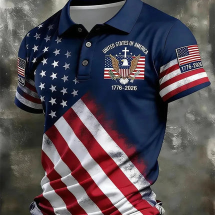 America 250th Anniversary Polo Shirt USA Flag 1776–2026 Patriotic Golf Polo American Independence Day Apparel Fourth Of July Top