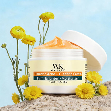 WK JALY Acne Clearing Brighten Turmeric Face Cream, Remove Spots, Pigmentation, Improve Dull Skin, With Niacinamide, Aloe Vera