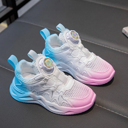 Girls Sports Shoes Pink Mesh Breathable Lightweight Running Shoes Summer New Soft Sole Rebound Wear-resistant Casual Sneakers