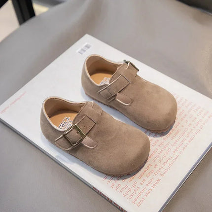 Boys Girls Flat Shoes Retro Non-slip Sweet Kids Moccasins Soft Sole 2024 New Fashion Children Leather Shoes Hook&loop Elegant