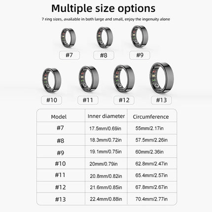 R09 Smart Ring 5ATM Waterproof Temperature Sport Health Ring Heart Rate Blood Oxygen Sleep Monitor w/ Charging Case Smartring